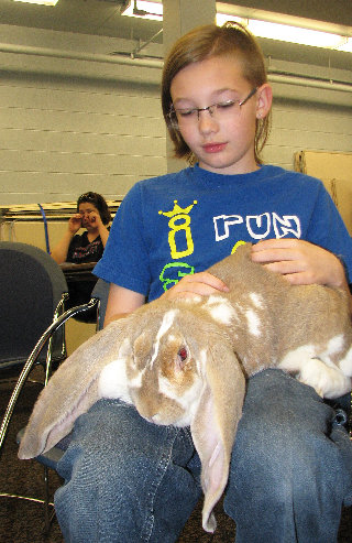 Zane Gray, Downe Township, age 9, brought his large rabbit