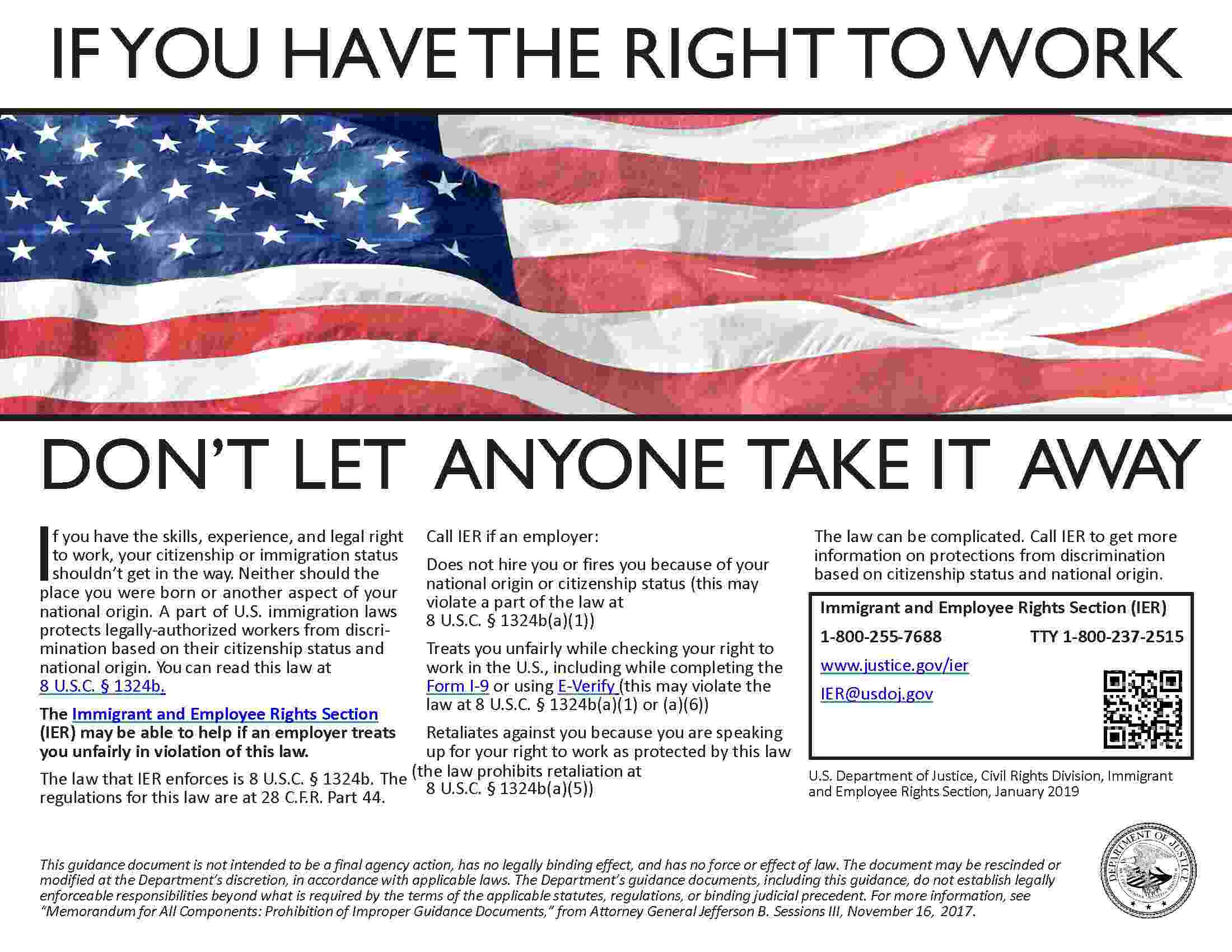 Right to Work Poster in English